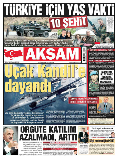 Türk medyasında Kandil manşetleri galerisi resim 1