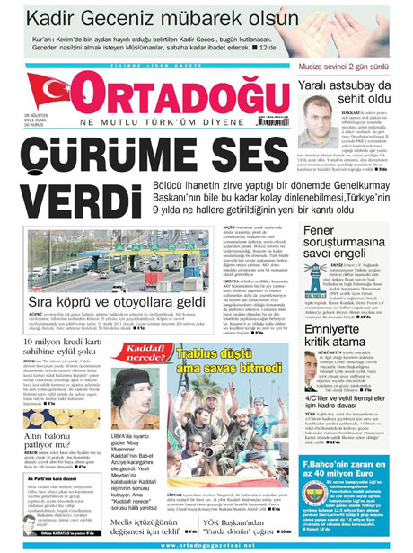 Günün önemli gazete manşetleri (26.08.11) galerisi resim 11