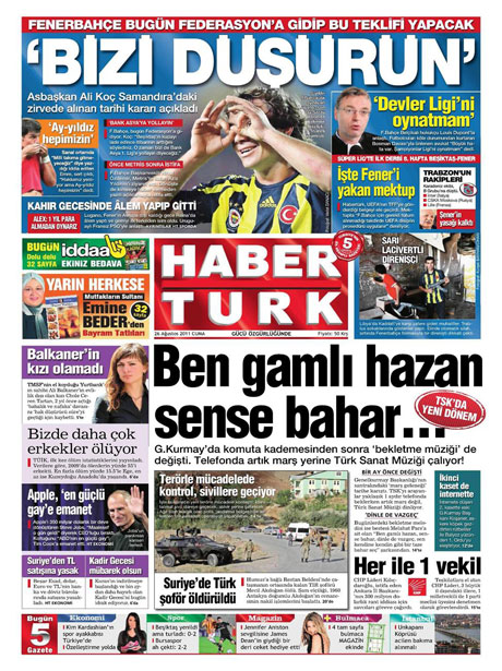 Günün önemli gazete manşetleri (26.08.11) galerisi resim 7