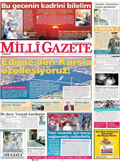 Günün önemli gazete manşetleri (26.08.11) galerisi resim 9