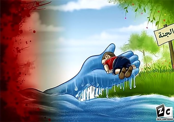 Dünya çizerlerinden 'kıyıya vuran insalık' galerisi resim 2