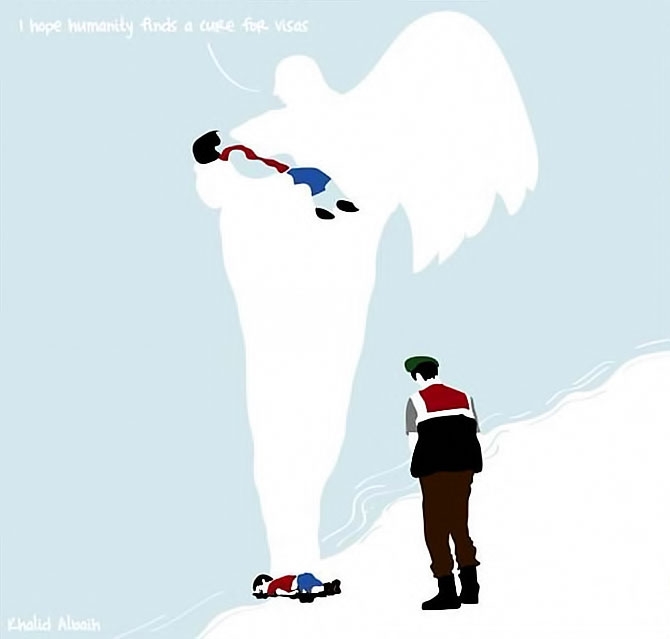 Dünya çizerlerinden 'kıyıya vuran insalık' galerisi resim 4