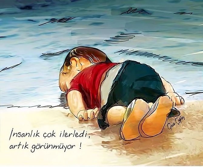 Dünya çizerlerinden 'kıyıya vuran insalık' galerisi resim 8