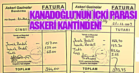 Kanadoğlu'nun içki parası askeri kantinden!