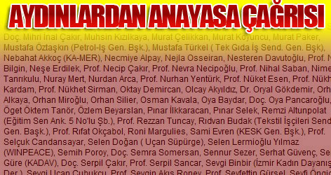 Aydınlardan Anayasa Çağrısı