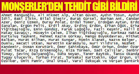 Monşerler'den tehdit gibi bildiri