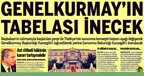 'Genelkurmay'ın tabelası inecek' iddiası