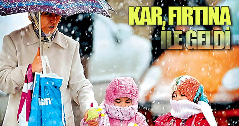 Kar, fırtına ile geldi