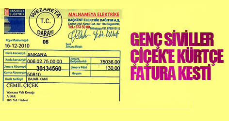 Genç Siviller Çiçek'e Kürtçe fatura kesti