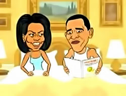 Obama çifti çizgi film oldu