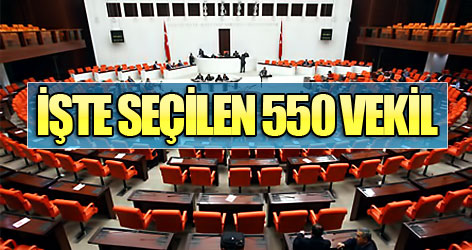 İşte TBMM'ye giren 550 milletvekili