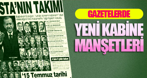 Gazetelerde yeni kabine manşetleri