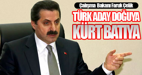 Faruk Çelik: Türk aday doğuya Kürt batıya