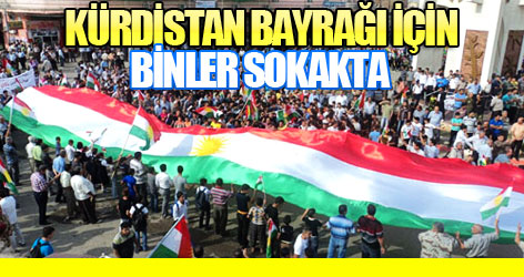 Kürdistan bayrağı için binler sokakta