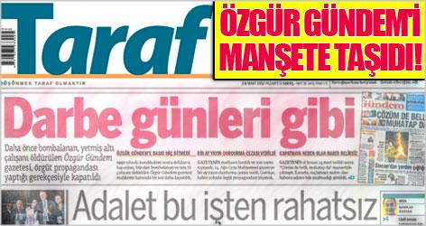 Taraf, Özgür Gündem'i manşete taşıdı!