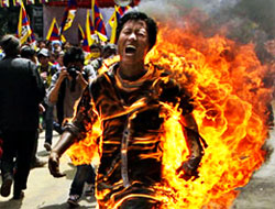 Tibetli gösterici kendini yaktı!