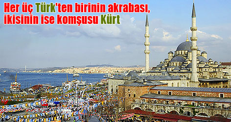 Her üç Türk'ten birinin akrabası, ikisinin ise komşusu Kürt