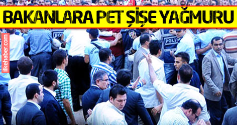 Bakanlar Atalay ve Şahin’e pet şişe yağmuru!