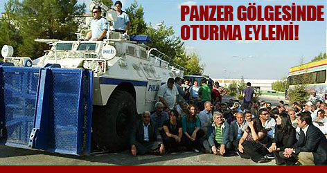 DTP'lilerden panzer gölgesinde oturma eylemi