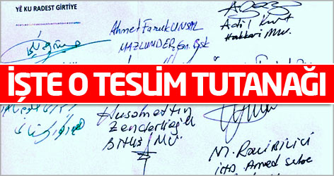 İşte taraflarca imzalanan teslim tutanağı