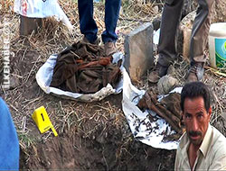 Mezar yeri kazısında elbiseleri ile gömülü 4 ceset bulundu