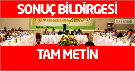 Kuzey Kürdistan Birlik ve Çözüm Konferansı Sonuç Bildirgesi (Tam Metin)