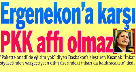 Kışanak: Ergenekon’a karşı PKK affı olmaz