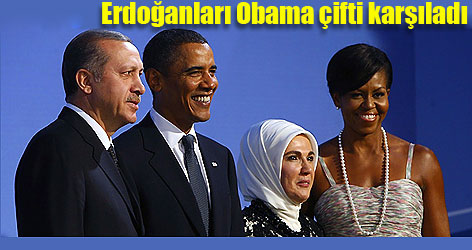 Erdoğanları Obama çifti karşıladı