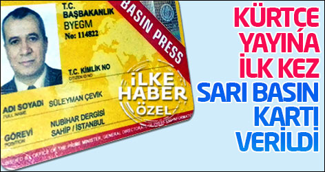 Kürtçe yayına ilk kez sarı basın kartı verildi