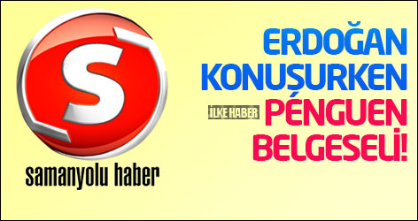 Erdoğan konuşurken penguen belgeseli!