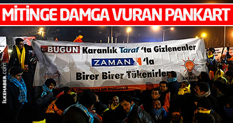 Erdoğan'ın mitingine damga vuran pankart