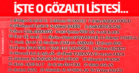 İşte o gözaltı listesi...