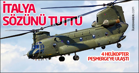 İtalya’nın gönderdiği 4 helikopter Peşmerge’ye ulaştı