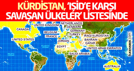 Kürdistan, ‘IŞİD’e karşı savaşan ülkeler’ listesinde