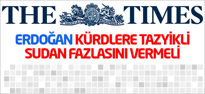 The Times: Erdoğan Kürdlere tazyikli sudan fazlasını vermeli