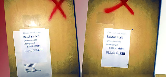 Bildirgede imzası bulunan akademisyenlerin kapılarına işaret