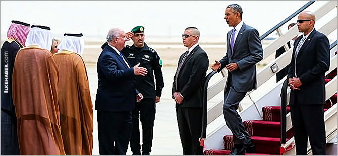 Obama'yı Suudi Arabistan'da vali karşıladı