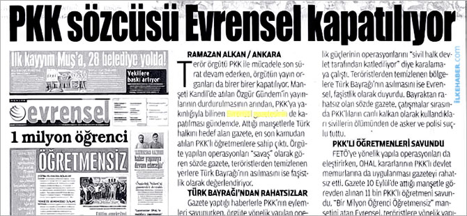 Akit hedef gösterdi: 'Evrensel kapatılıyor’