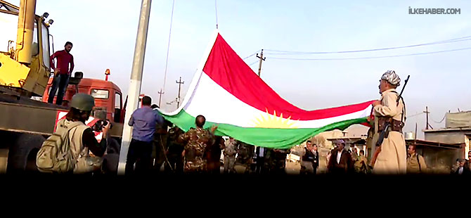 Başika'ya Kürdistan bayrağı çekildi
