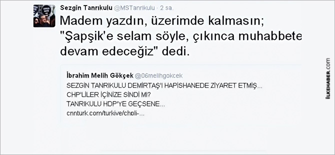 Demirtaş: Şapşike selam söyle