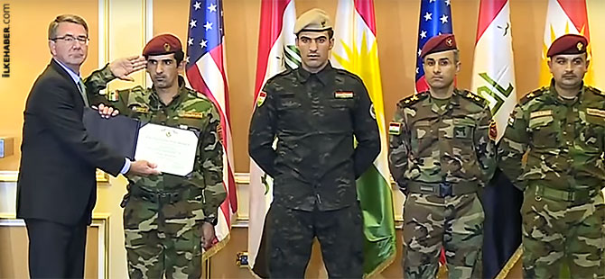 ABD Savunma Bakanı Peşmerge'ye cesaret plaketi verdi