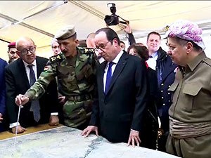 Hollande, Barzani ile birlikte cephede
