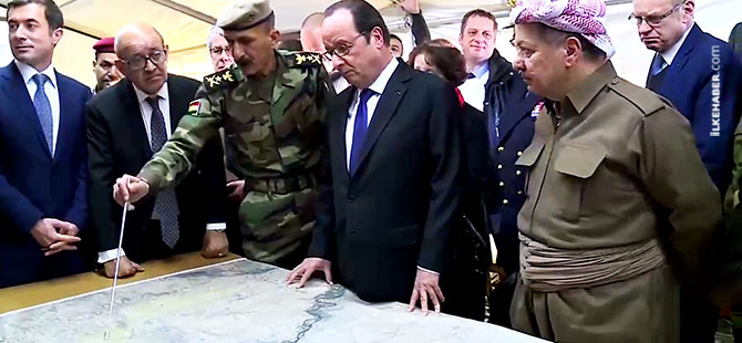 Hollande, Barzani ile birlikte cephede