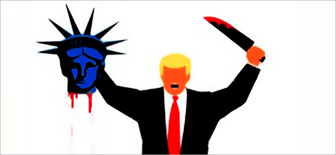 Trump’ı kafa kesen bir IŞİD'li gibi çizdiler