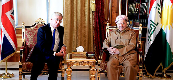 Mesud Barzani, İngiltere Savunma Bakanı Fallon'u kabul etti