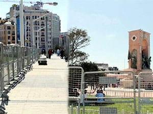 Taksim meydanı bariyerlerle kapatıldı