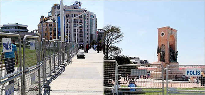 Taksim meydanı bariyerlerle kapatıldı