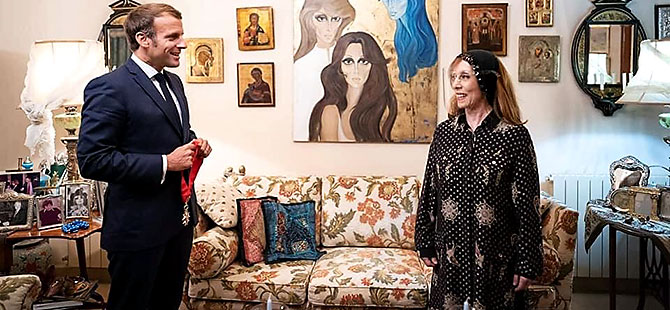 Macron, Lübnan ziyaretinde Fayrouz ile görüştü