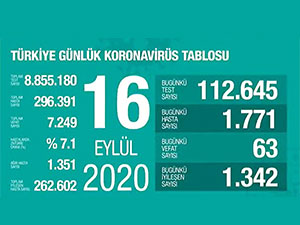 Koronavirüs nedeniyle 63 kişi daha hayatını kaybetti