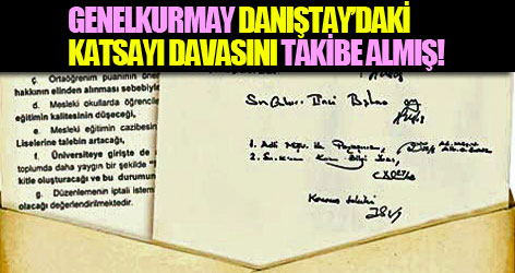 Genelkurmay, Danıştay'daki katsayı davasını takibe almış